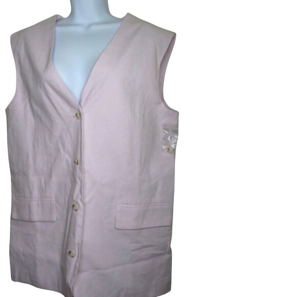 Topshop Womens Light Pink Button-Front Vest Pockets Adjustable Back Size US 6 - Picture 8 of 11